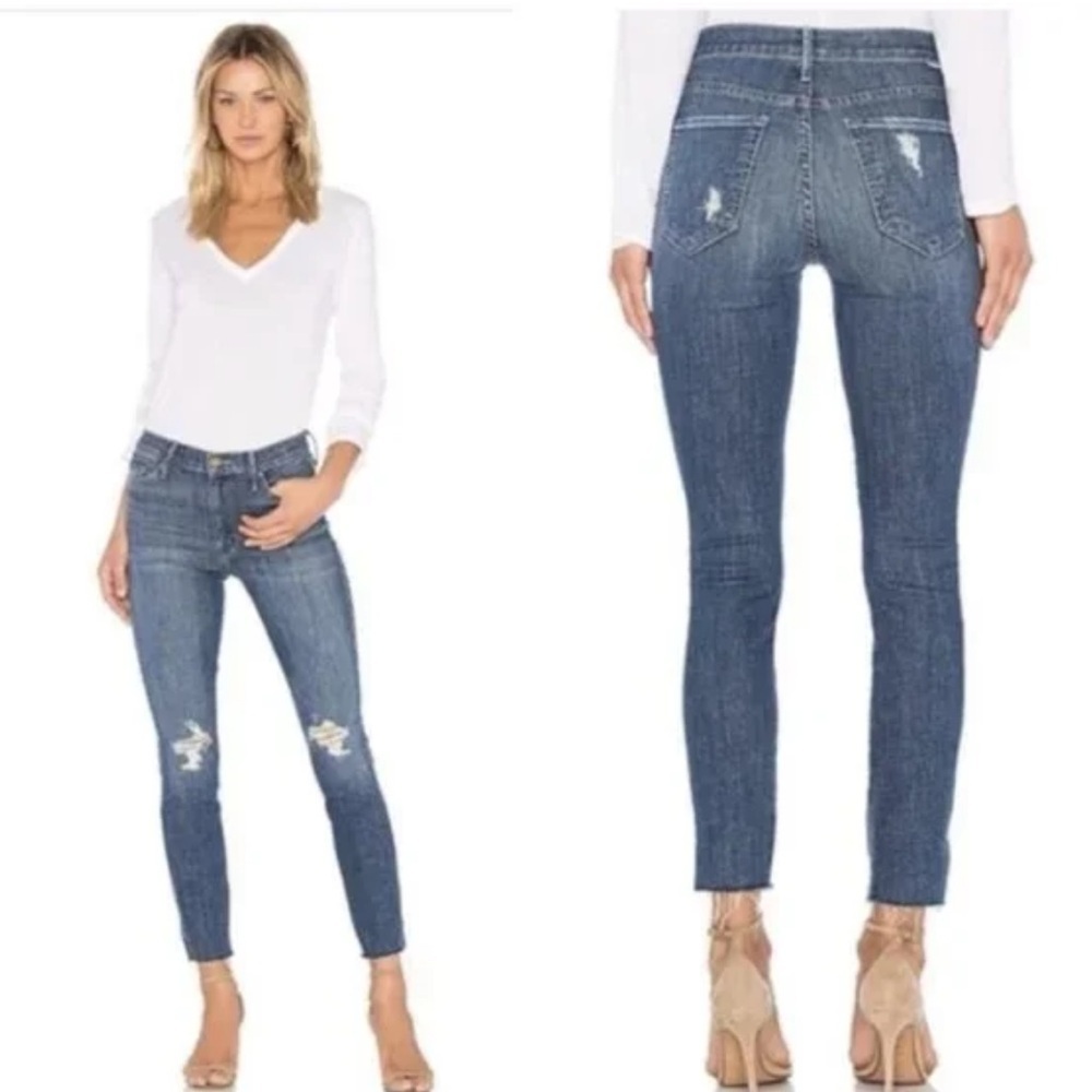 Mother The Vamp Fray Skinny Jeans Crazy Like A Fox Size 27 Distressed Festival